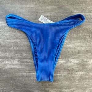 Hollister Blue Ribbed High Leg Bikini Bottoms